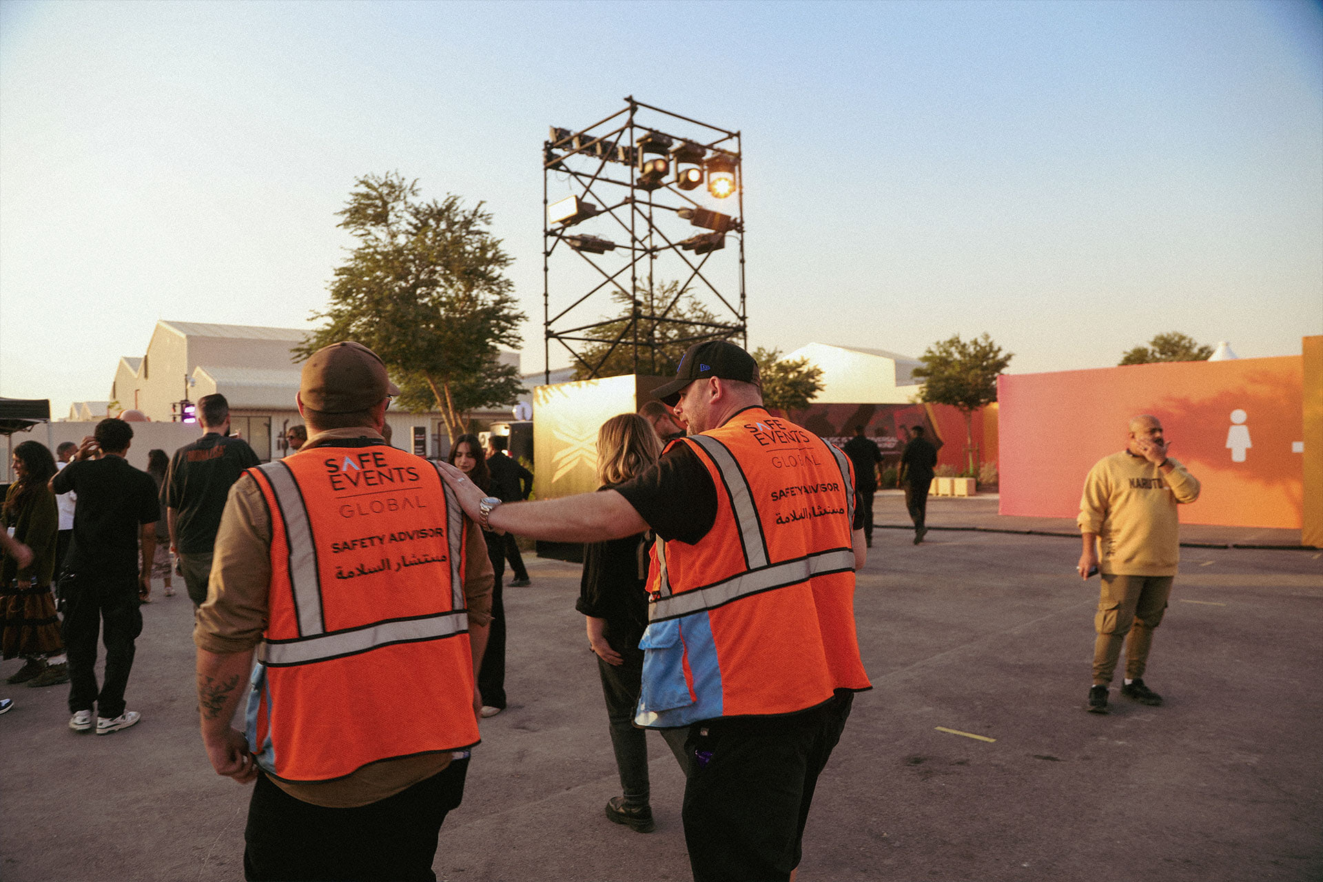 Safe Events Global advisors on site applying reasonably foreseeable risk thinking at a festival
